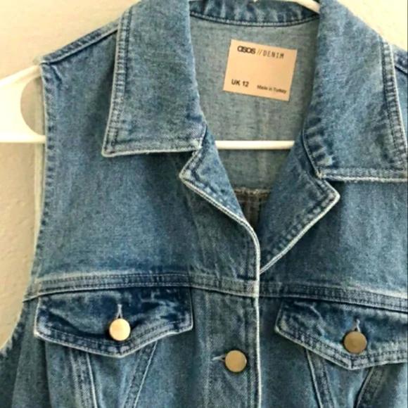 ASOS blue Denim Sleeveless mini dress - Picture 3 of 5